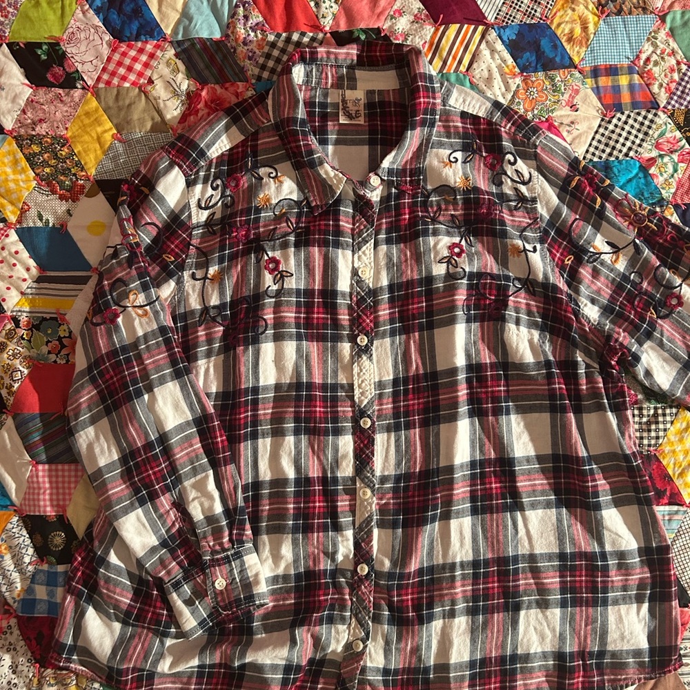 Plaid Embroidered Shirt